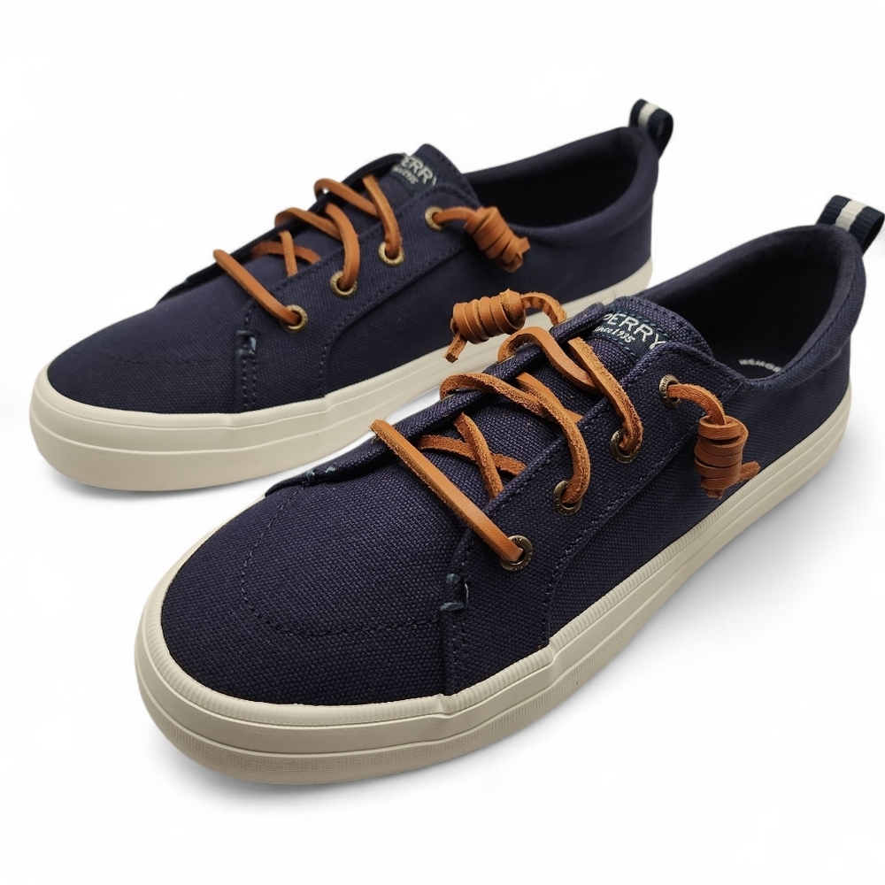 Sperry Womens Crest Vibe Linen‎ Navy Slip On Sneaker New In Box Size 8